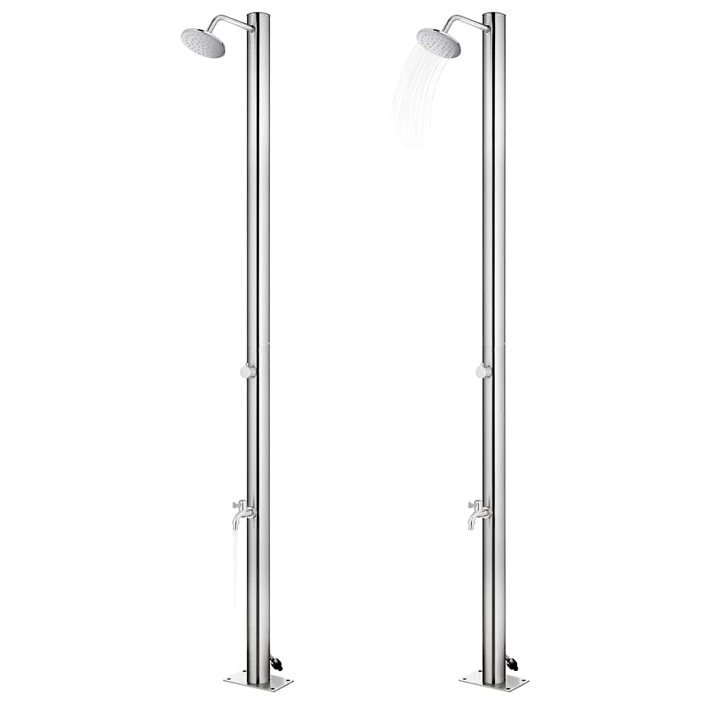vidaXL Outdoor Shower with Brown Base 220 cm Stainless Steel