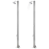 vidaXL Outdoor Shower with Brown Base 220 cm Stainless Steel