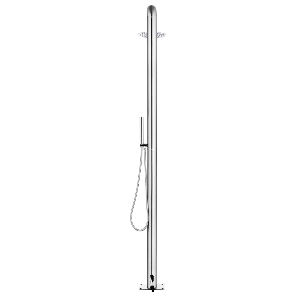 vidaXL Buitendouche met bruine basis 230 cm roestvrij staal