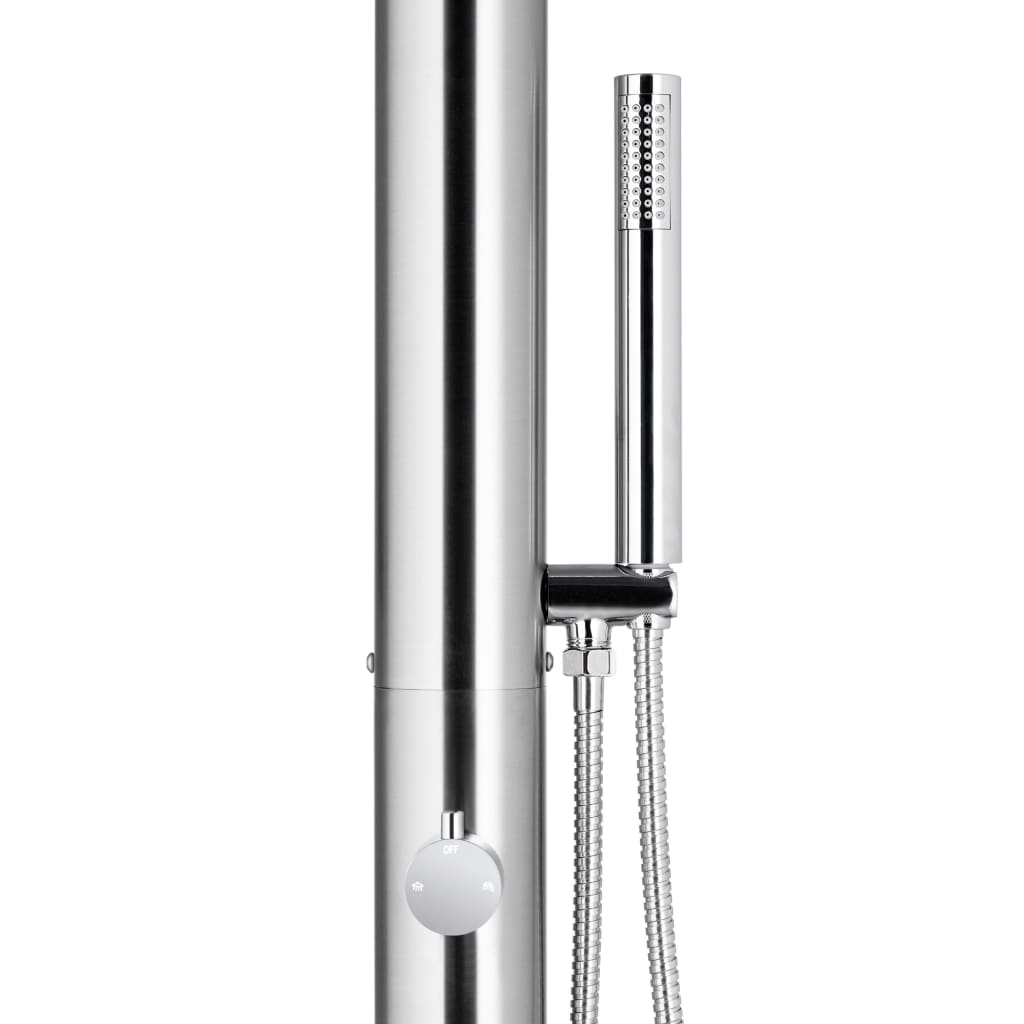 vidaXL Buitendouche met bruine basis 230 cm roestvrij staal