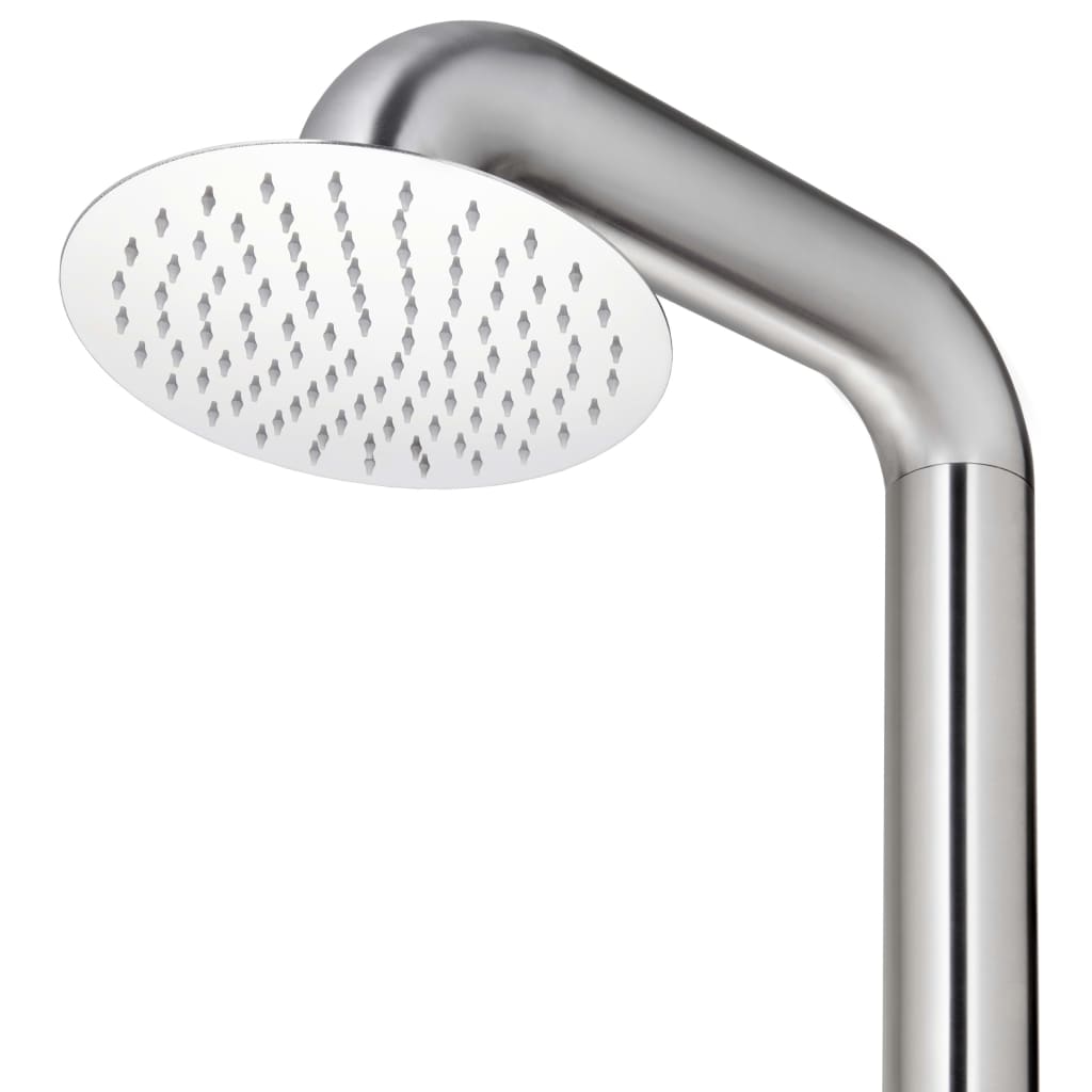vidaXL Buitendouche met bruine basis 230 cm roestvrij staal