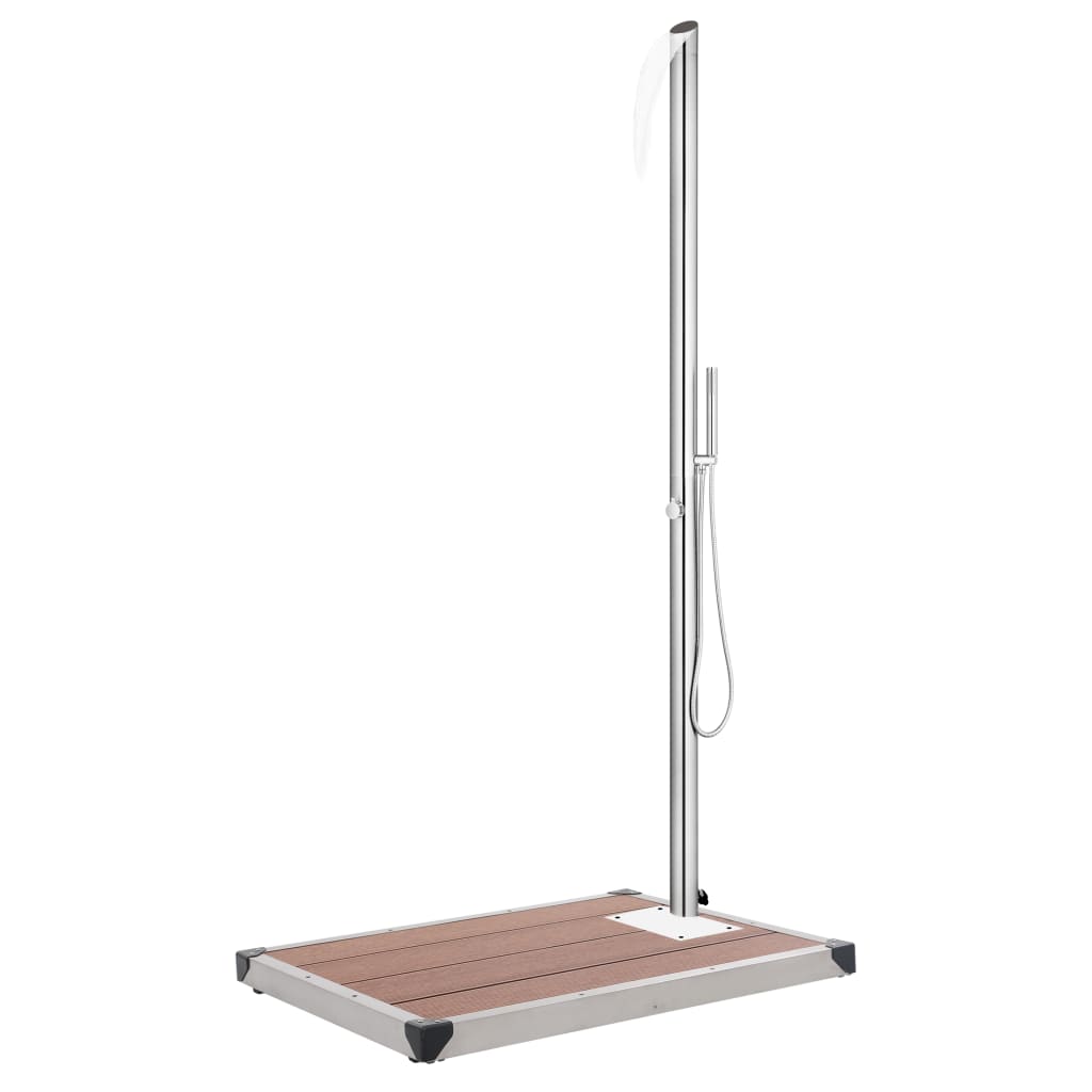 vidaXL Outdoor Shower with Brown Base 225 cm Stainless Steel