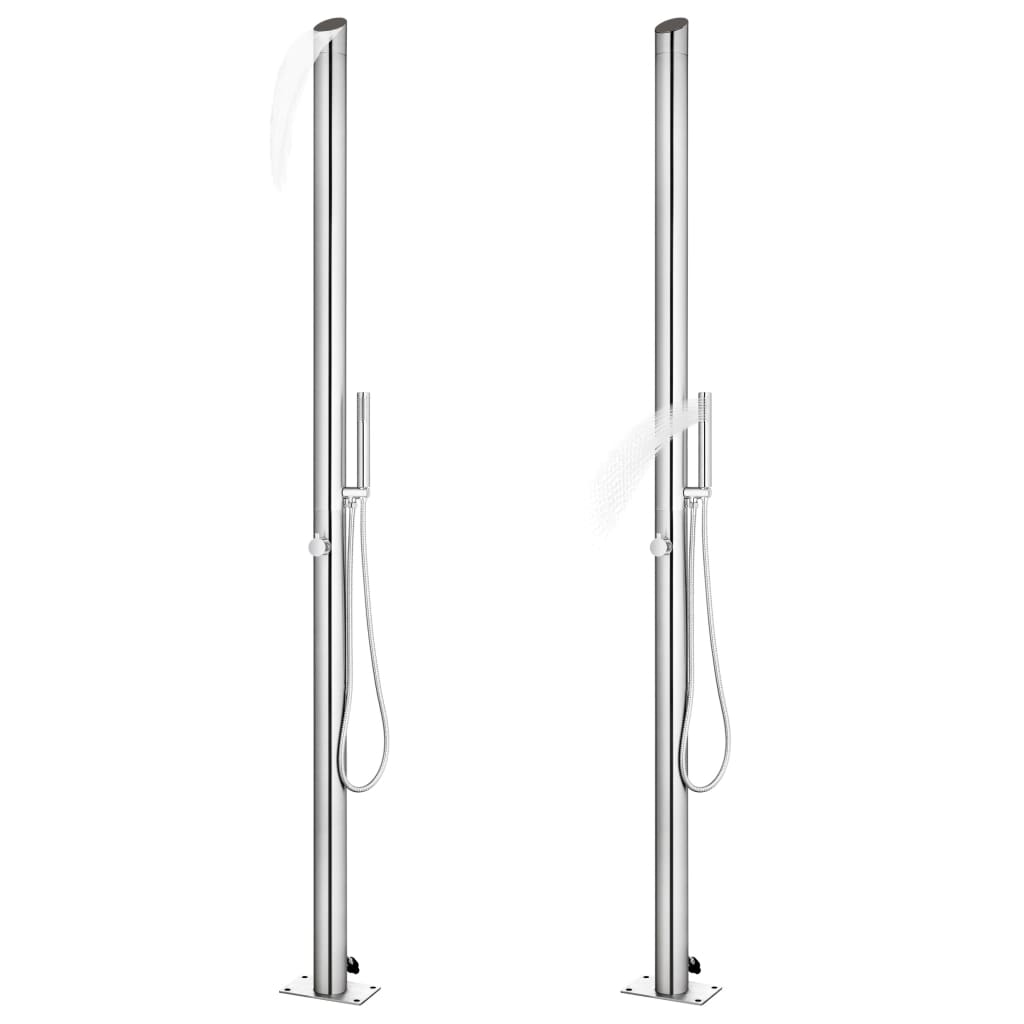 vidaXL Outdoor Shower with Brown Base 225 cm Stainless Steel