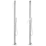 vidaXL Outdoor Shower with Brown Base 225 cm Stainless Steel