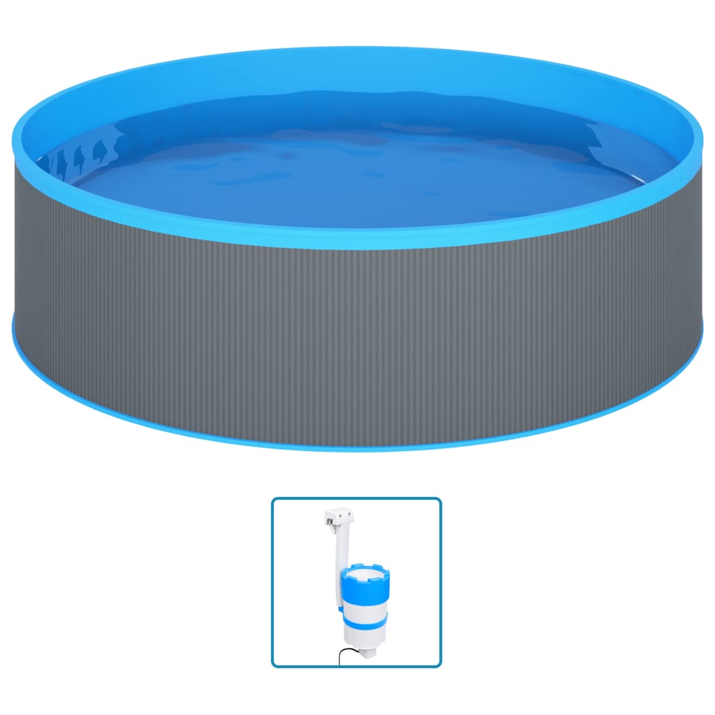 vidaXL Piscine Splasher avec skimmer suspendu et pompe 350x90 cm blanc