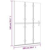 vidaXL Folding Shower Screen 100x140 cm ESG White
