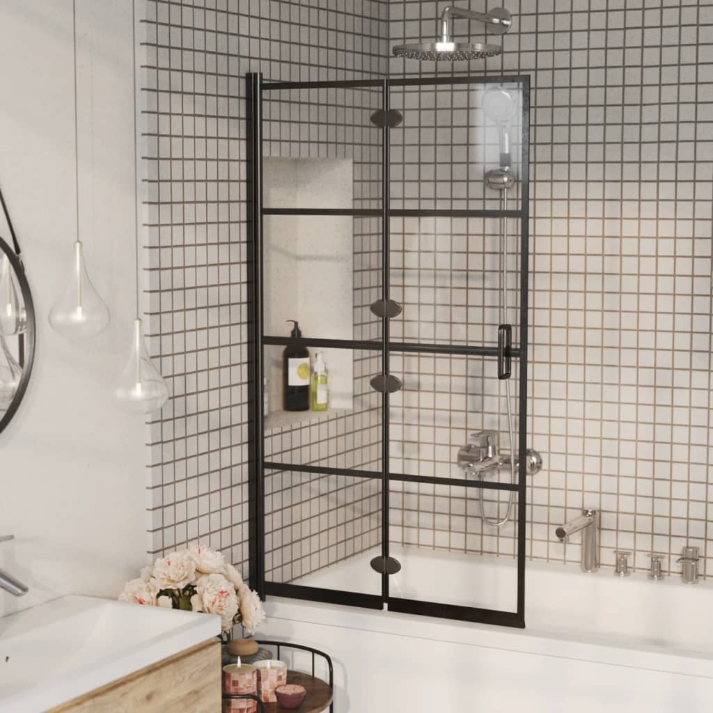 vidaXL Foldable Shower Screen 80x140 cm Black