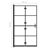 vidaXL Foldable Shower Screen 80x140 cm Black