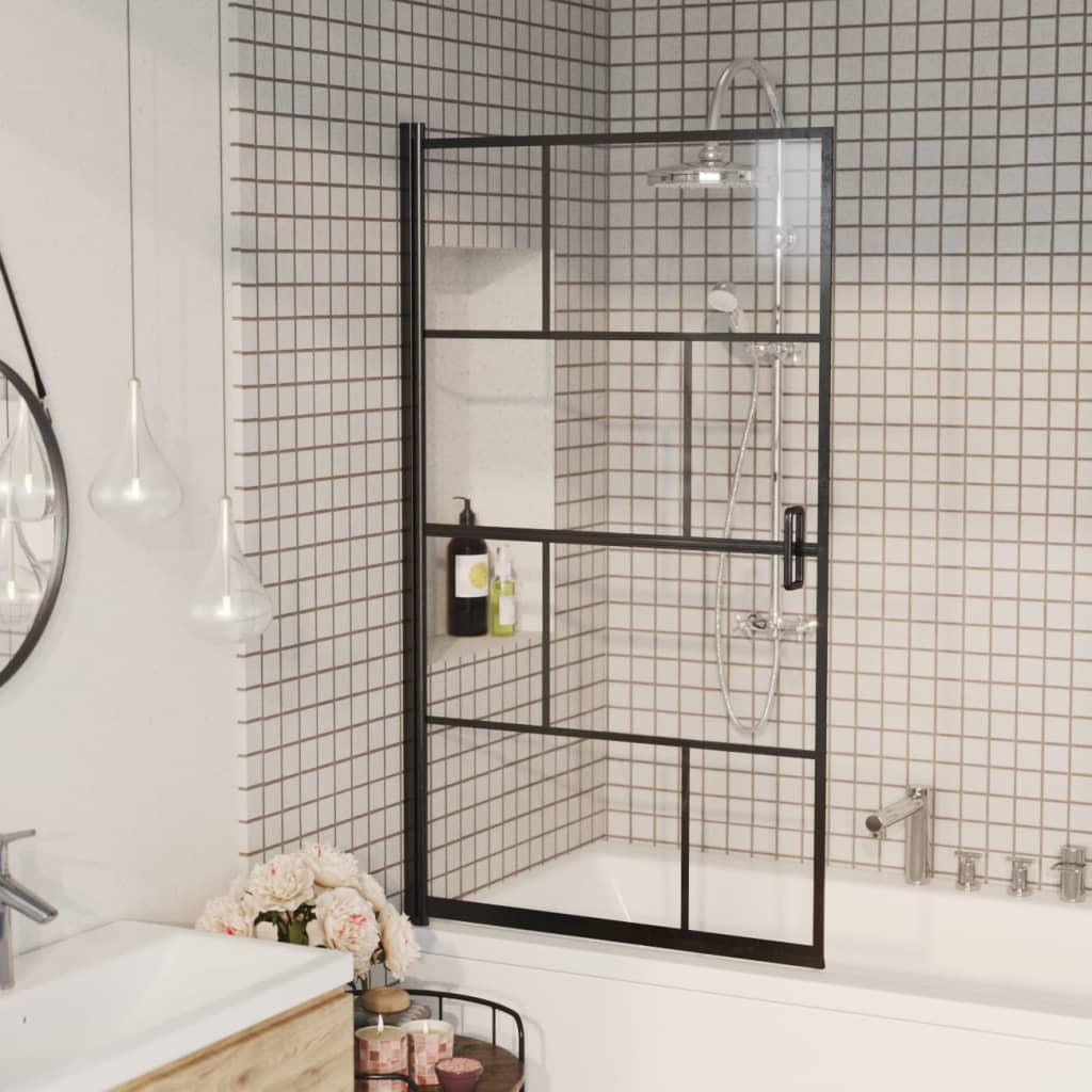 vidaXL Shower screen 80x140 cm ESG black