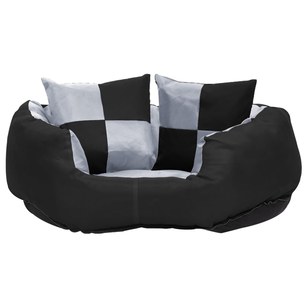vidaXL Hondenkussen omkeerbaar en wasbaar 65x50x20 cm grijs en zwart