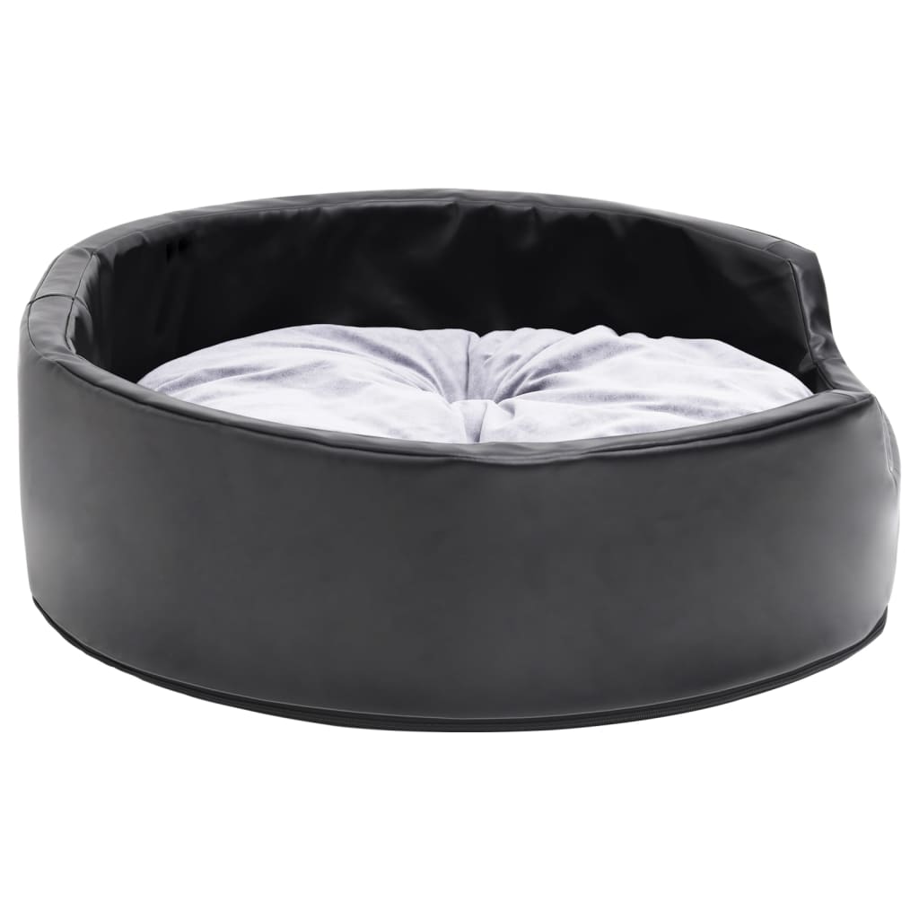 vidaXL Hondenmand 69x59x19 cm peluche et artisanat noir et gris