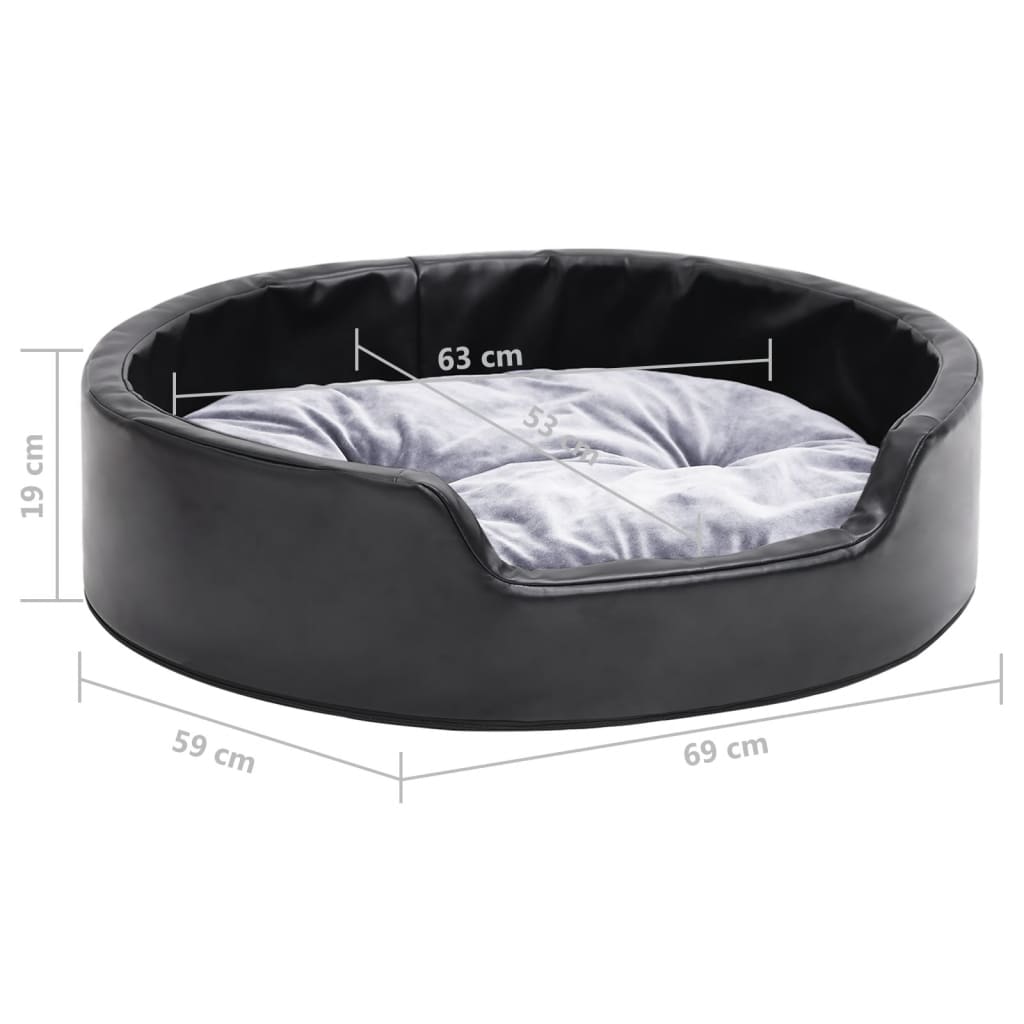 vidaXL Hondenmand 69x59x19 cm peluche et artisanat noir et gris