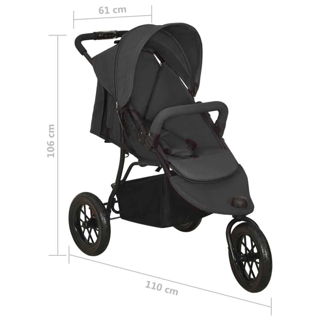 vidaXL Stroller steel light grey