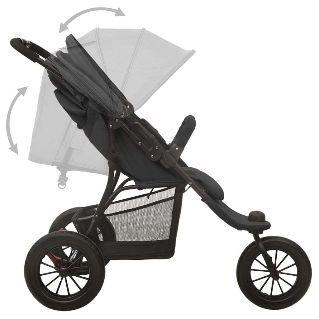 vidaXL Stroller steel light grey