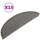 vidaXL Stair Mats 15 pcs 56x17x3 cm Grey Half-round