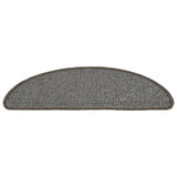 vidaXL Stair Mats 15 pcs 56x17x3 cm Grey Half-round