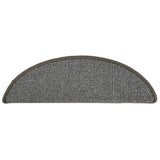 vidaXL Stair Mats 15 pcs 56x17x3 cm Grey Half-round
