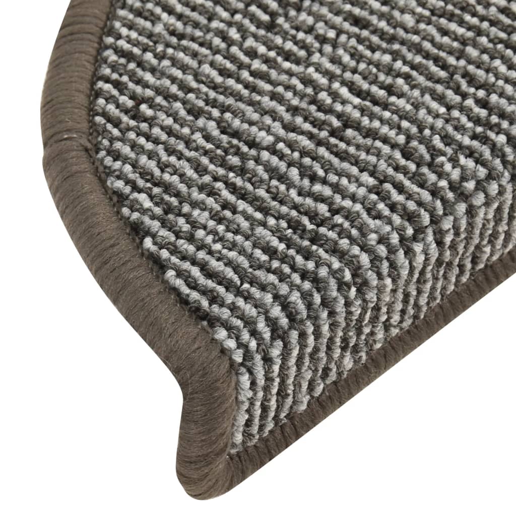 vidaXL Stair Mats 15 pcs 56x17x3 cm Grey Half-round