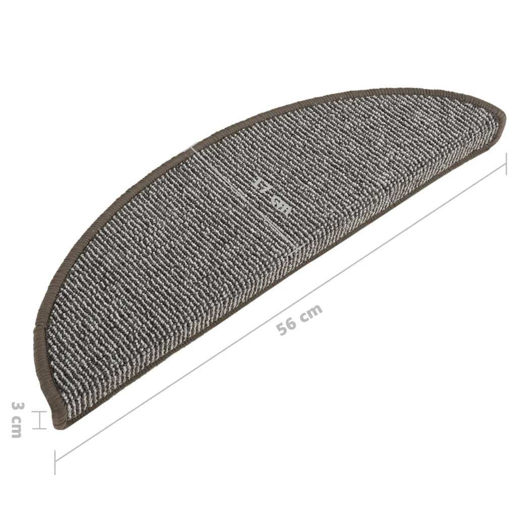vidaXL Stair Mats 15 pcs 56x17x3 cm Grey Half-round
