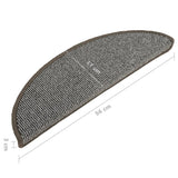vidaXL Stair Mats 15 pcs 56x17x3 cm Grey Half-round