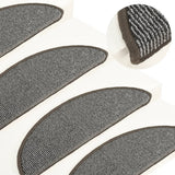 vidaXL Stair Mats 15 pcs 56x17x3 cm Grey Half-round