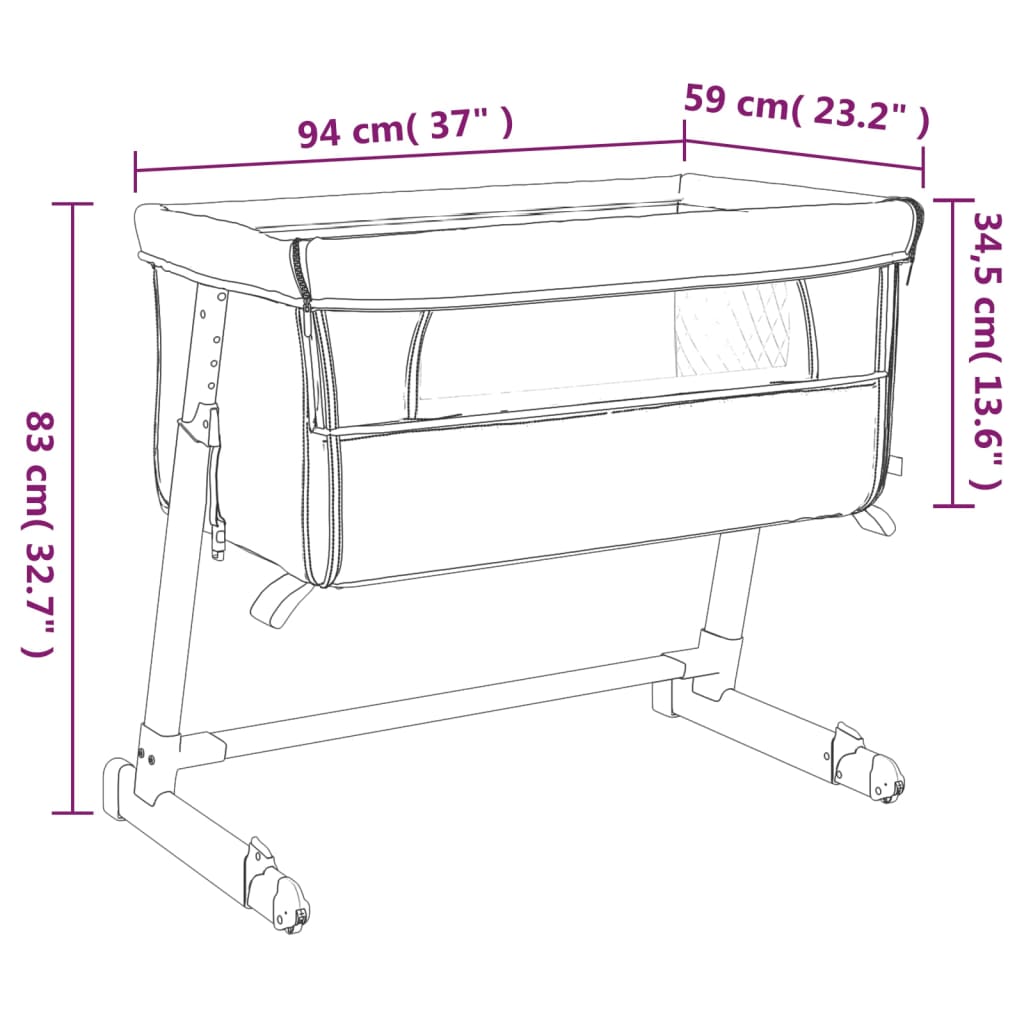 vidaXL Baby Cot with Mattress Linen Light Grey