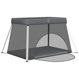 vidaXL Baby Playpen with Mattress Linen Light Grey