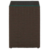 vidaXL Bijzettafel met glazen blad 35x35x52 cm poly rattan bruin