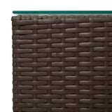 vidaXL Bijzettafel met glazen blad 35x35x52 cm poly rattan bruin