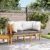 vidaXL Banquette de jardin à 2 boutons avec coussins en acacia massif