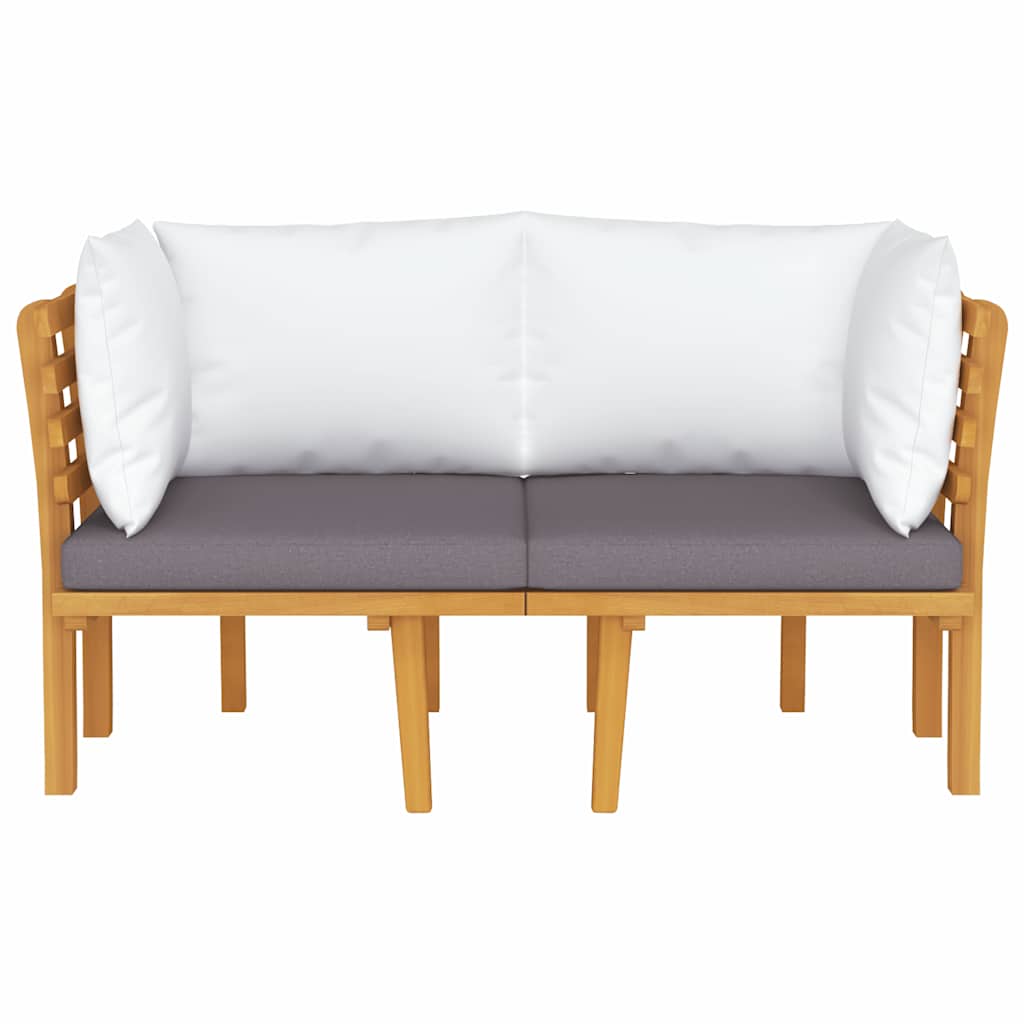 vidaXL Banquette de jardin à 2 boutons avec coussins en acacia massif