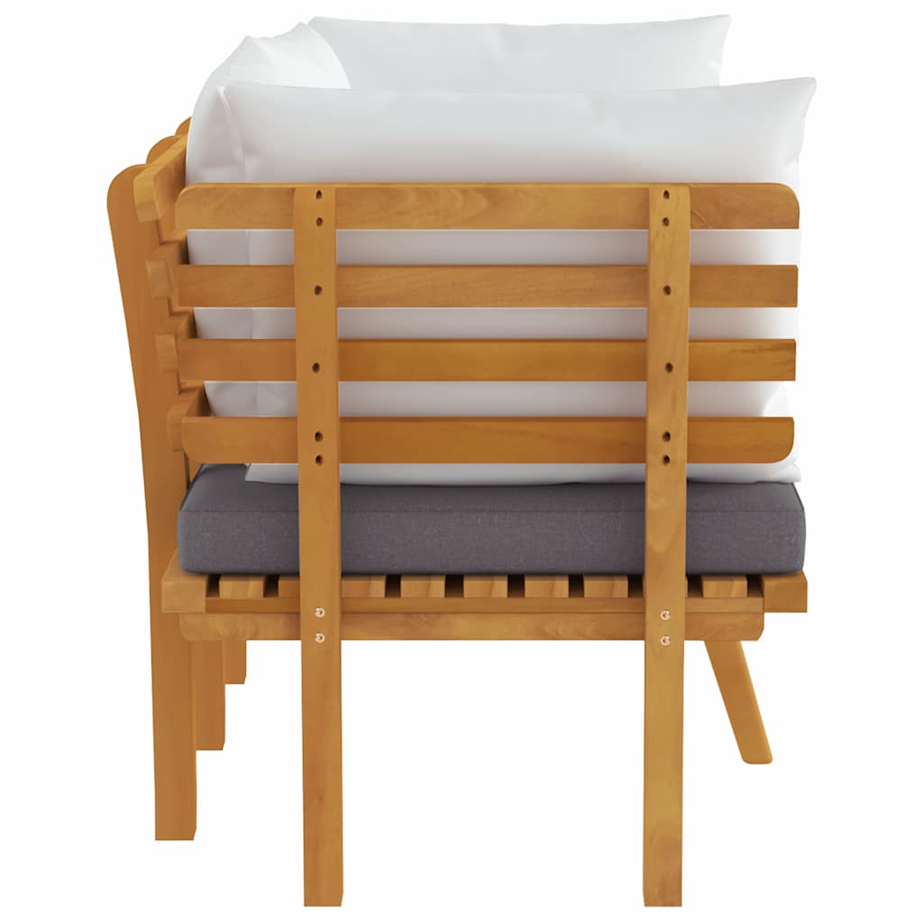 vidaXL Banquette de jardin à 2 boutons avec coussins en acacia massif