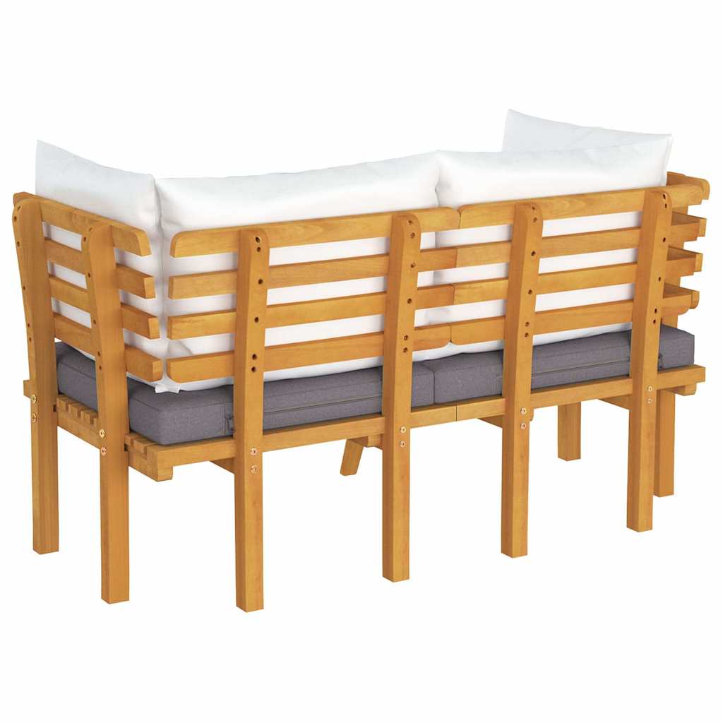 vidaXL Banquette de jardin à 2 boutons avec coussins en acacia massif