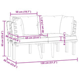 vidaXL Banquette de jardin à 2 boutons avec coussins en acacia massif