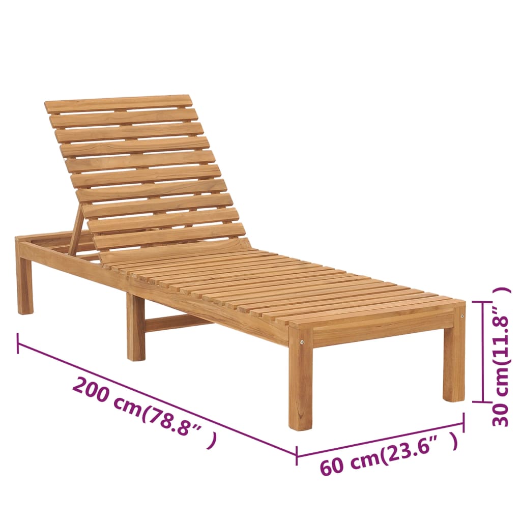 vidaXL Sun Loungers 2 pcs Solid Teak Wood