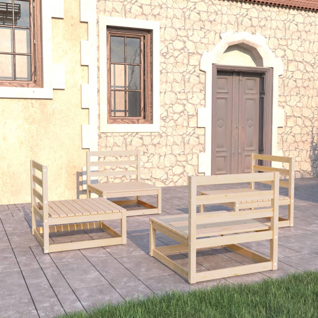vidaXL 4-Piece Solid Pine Wood Lounge Set