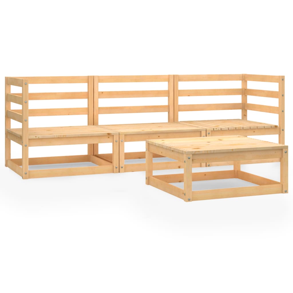 vidaXL 4-Piece Solid Pine Wood Lounge Set