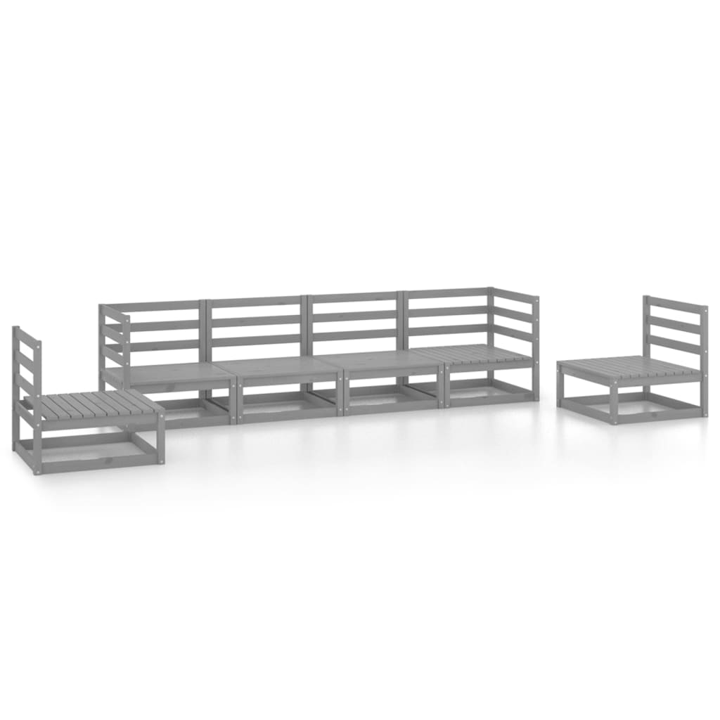 vidaXL 6-Piece Lounge Set Solid Pine Wood Grey