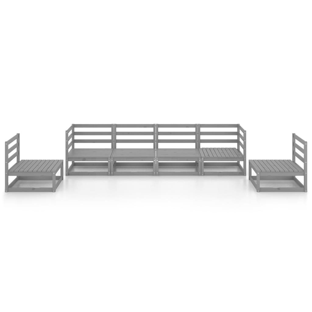 vidaXL 6-Piece Lounge Set Solid Pine Wood Grey