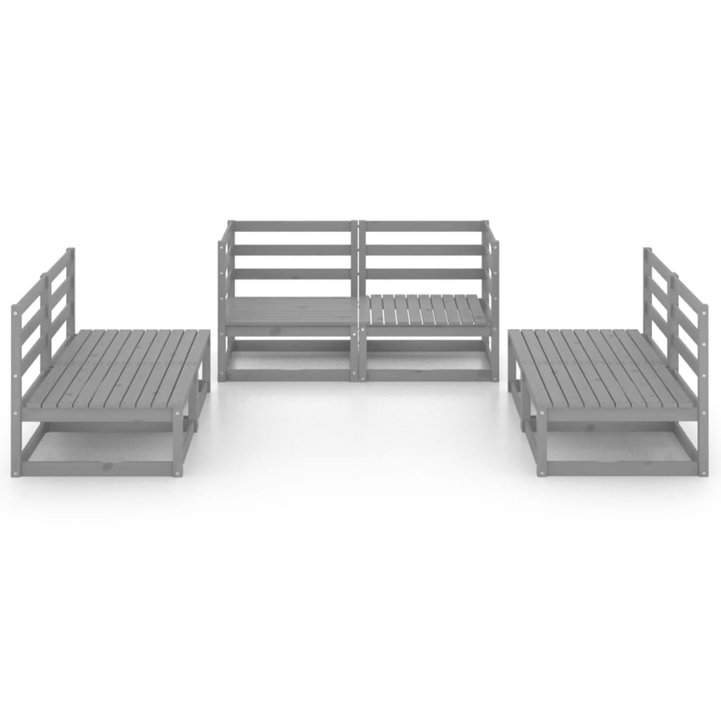 vidaXL 6-Piece Lounge Set Solid Pine Wood Grey