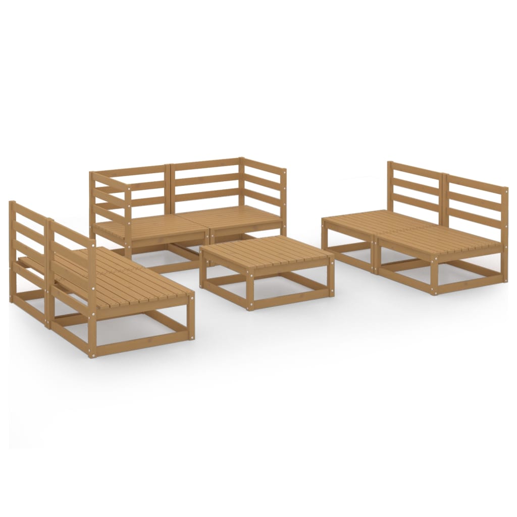 vidaXL 7-Piece Lounge Set Solid Pinewood Honey Brown