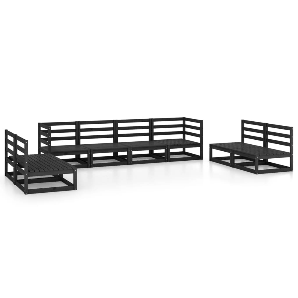 vidaXL 8-Piece Lounge Set Solid Pinewood Black