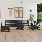 vidaXL 9-piece Lounge Set Solid Pine Wood Black