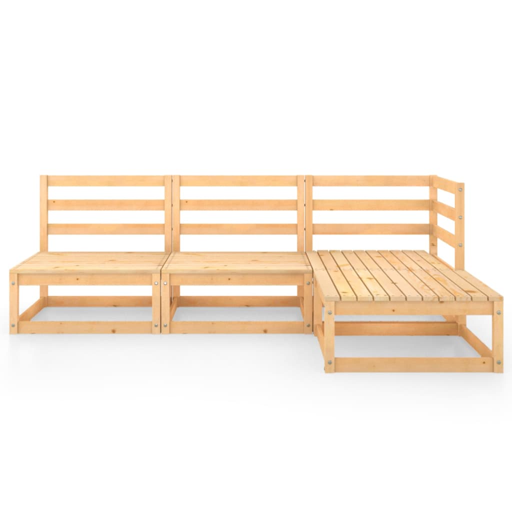 vidaXL 4-Piece Solid Pine Wood Lounge Set