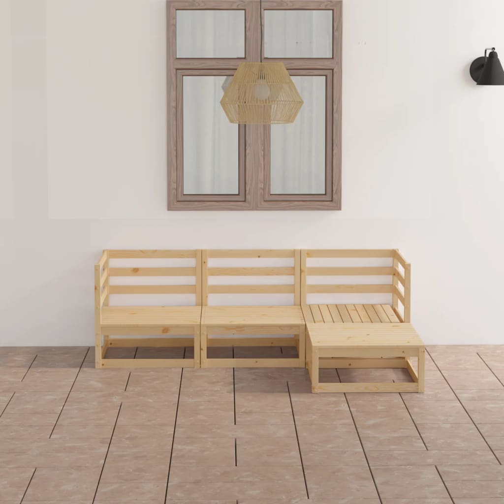 vidaXL 4-Piece Solid Pine Wood Lounge Set