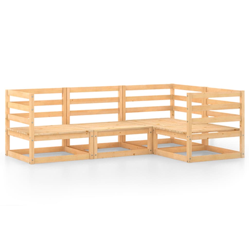 vidaXL 4-Piece Solid Pine Wood Lounge Set