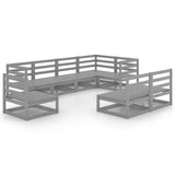 vidaXL 8-Piece Lounge Set Solid Pine Wood Grey