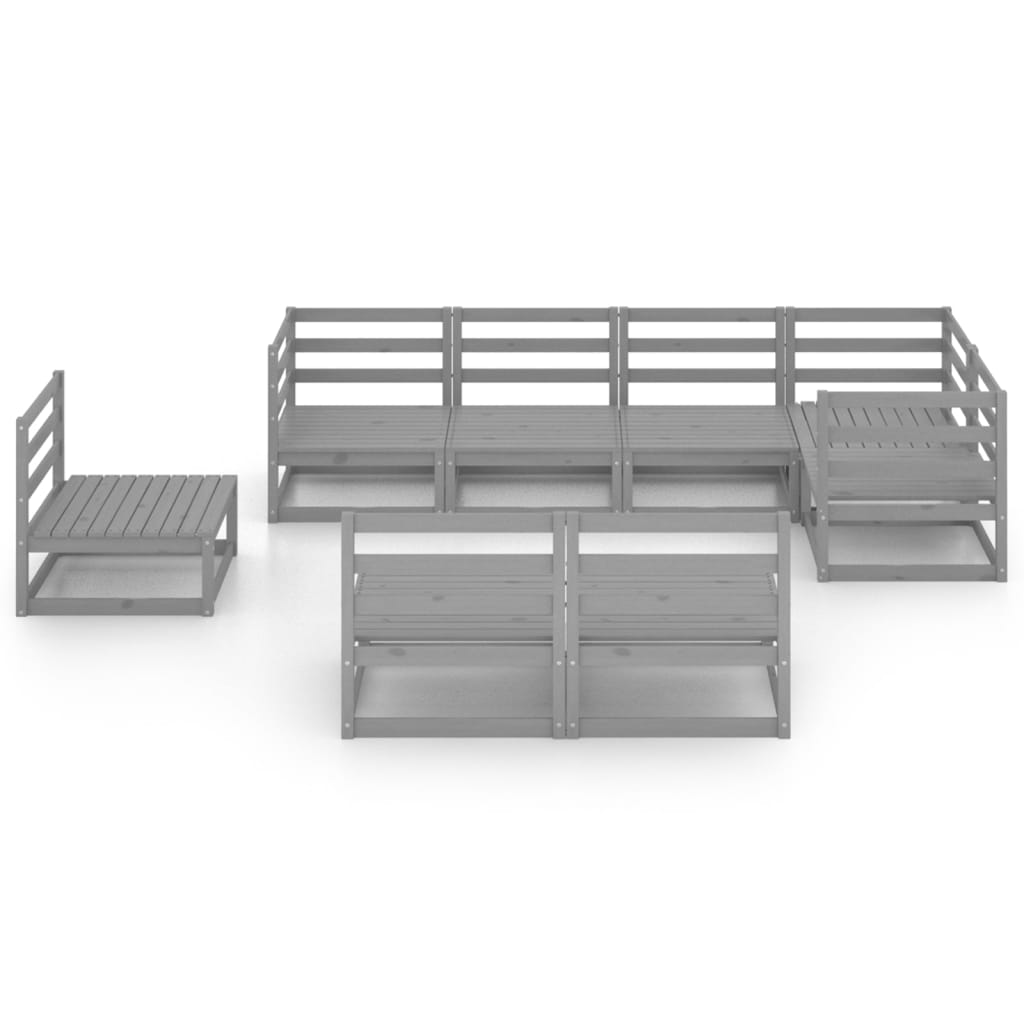 vidaXL 8-Piece Lounge Set Solid Pine Wood Grey