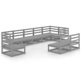 vidaXL 9-delige Loungeset massief grenenhout grijs