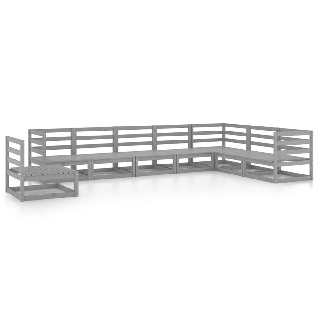 vidaXL 8-delige Loungeset massief grenenhout grijs